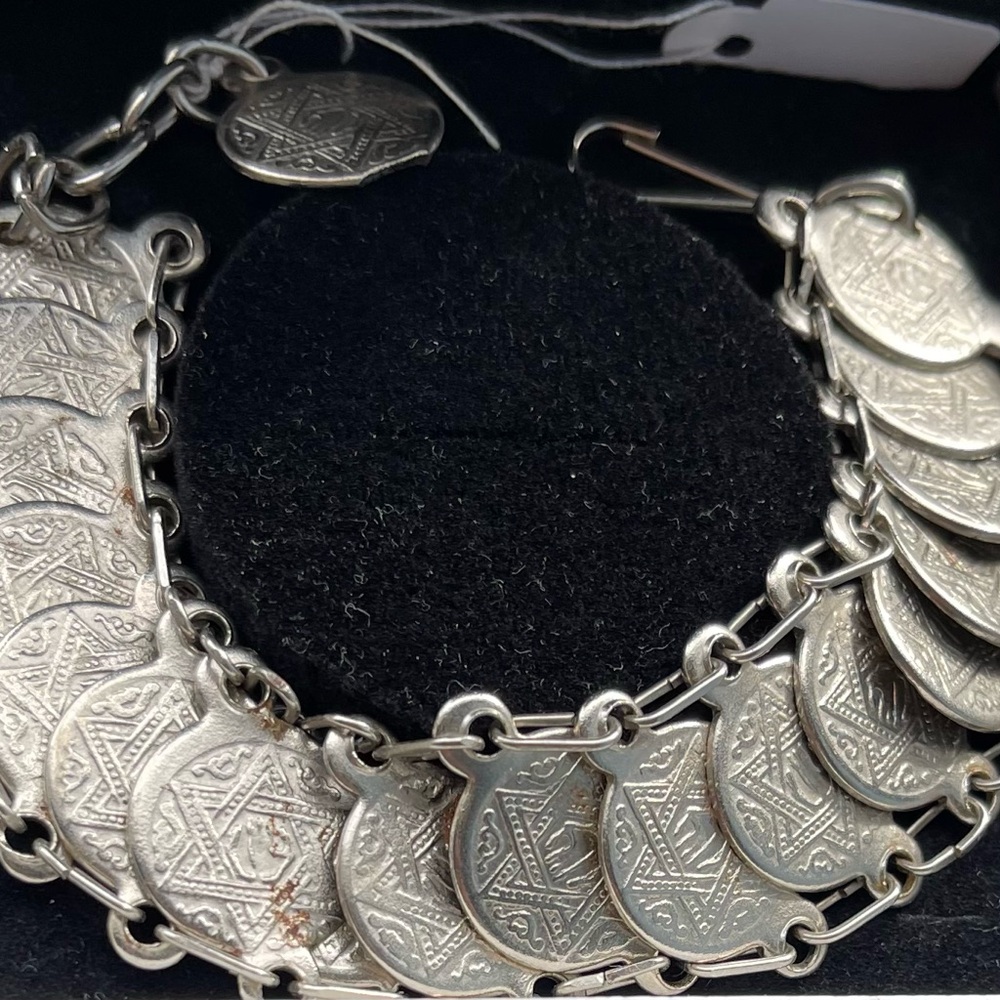 Chic Silver tone Coin Dangle religious menorah Star of David